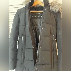 Nautica Women's Classic Black parka super warm Coat